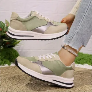 Lace Up Contrast Round Toe Athletic Shoes