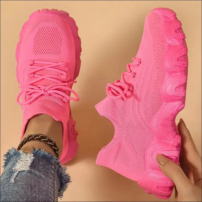 Lace Up Mesh Breathable Athletic Shoes for Trendy Women
