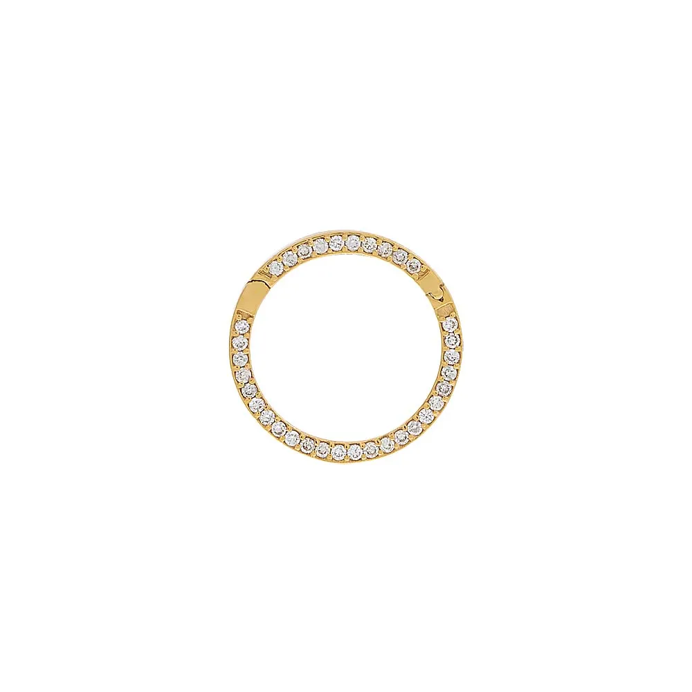 Large Diamond Pave Round Charm Connector Clasp 14K