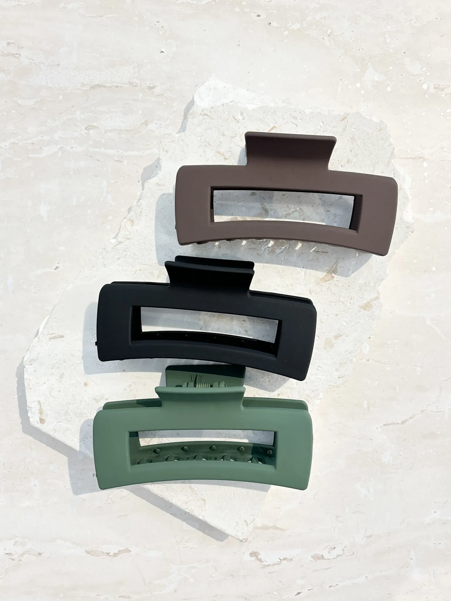 Large Matte Rectangular Claw Clip (6col)