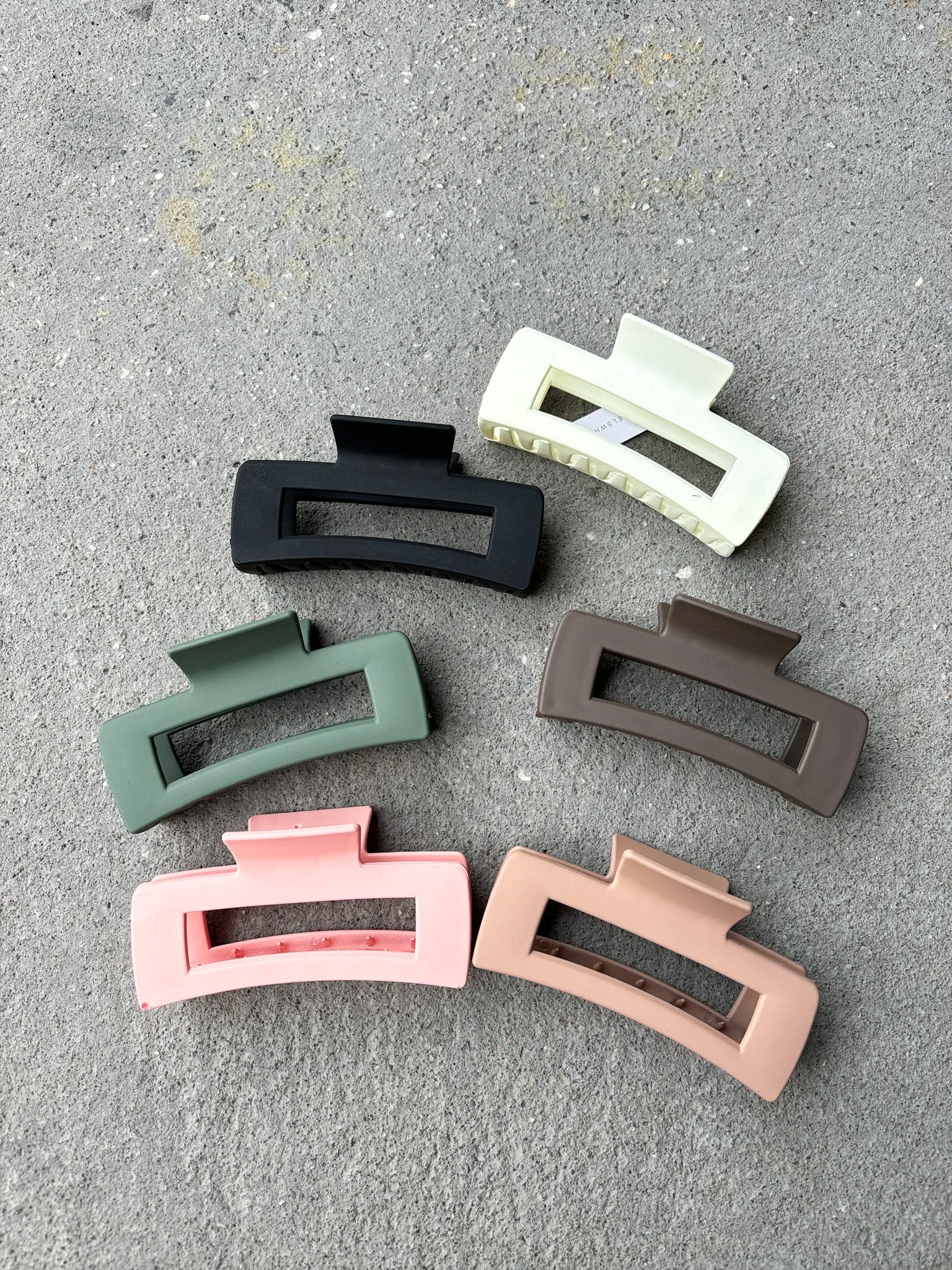 Large Matte Rectangular Claw Clip (6col)