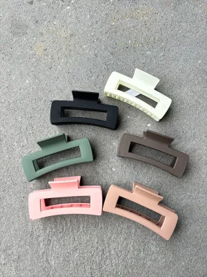 Large Matte Rectangular Claw Clip (6col)