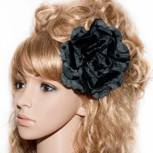Large Soft Silk Fabric Flower on Metal Beak Clip and Brooch
