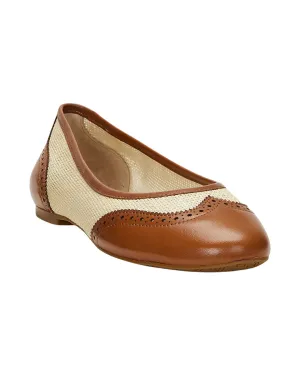 Lauren by Ralph Lauren Beige/Khaki Jayna Wingtip Flats Ballet