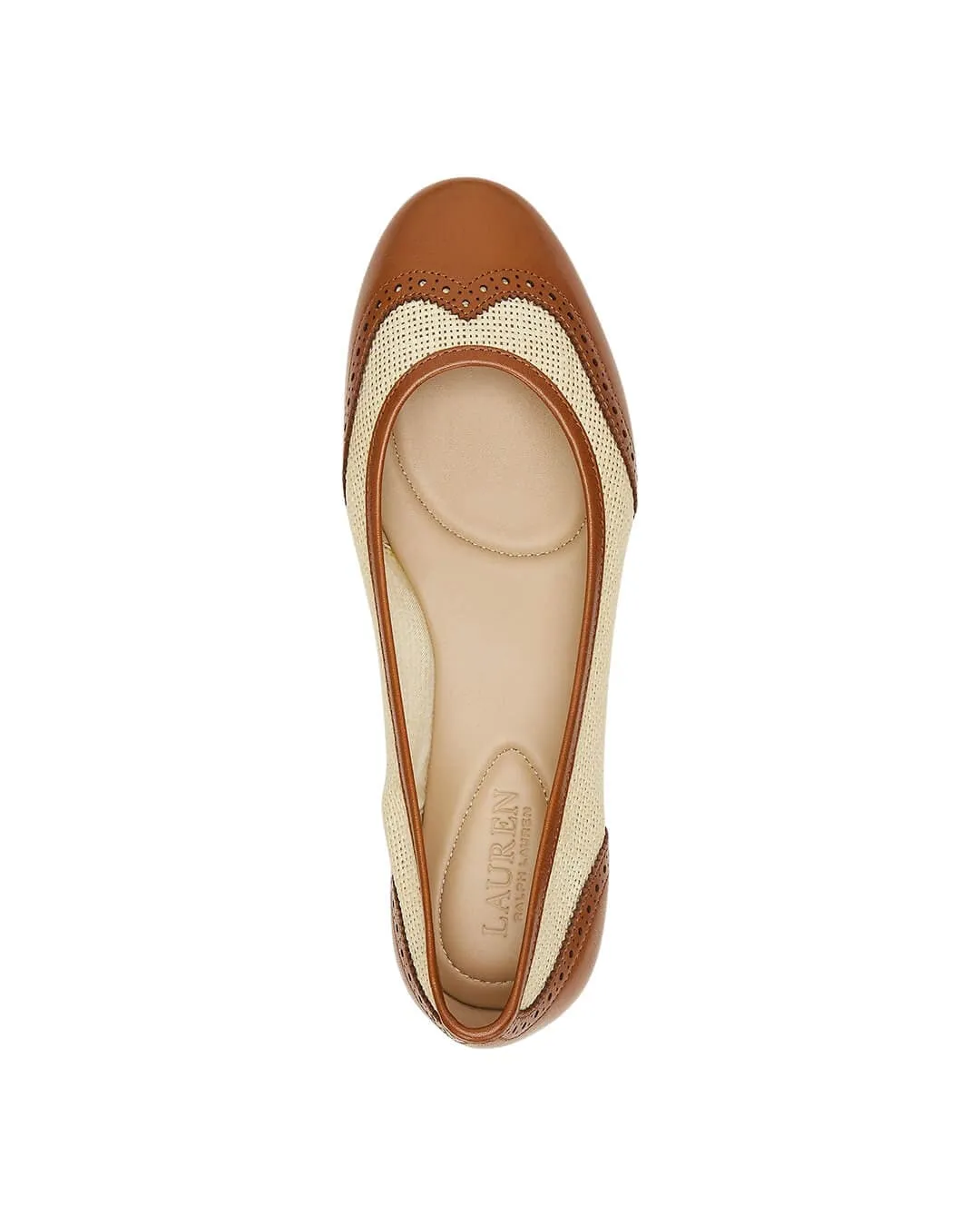 Lauren by Ralph Lauren Beige/Khaki Jayna Wingtip Flats Ballet