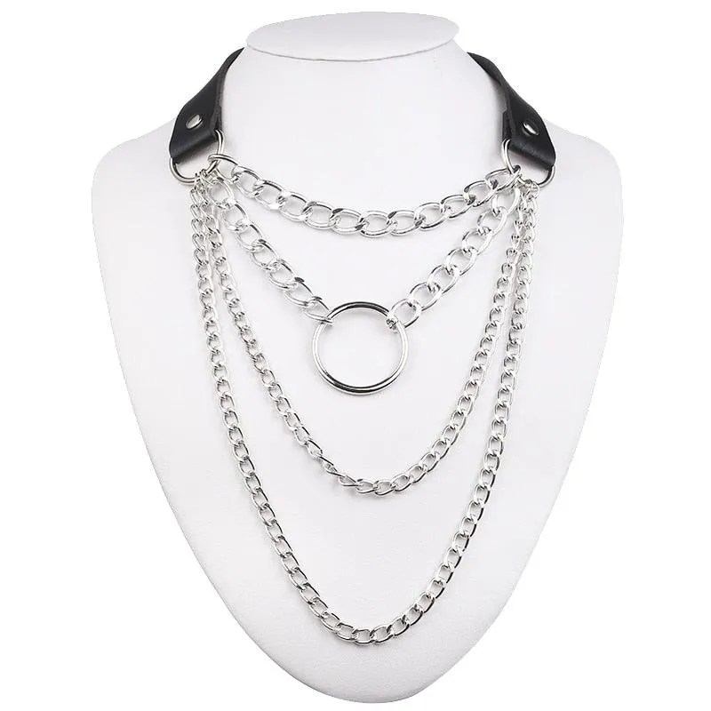 Layered Chain necklace choker collar