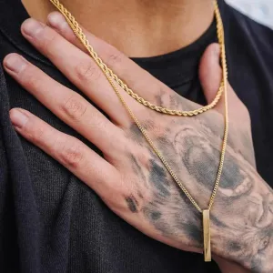 Layered Vertical Bar Necklaces for Men Boys