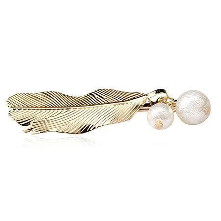 Leaf Pearl Golden Hairpin