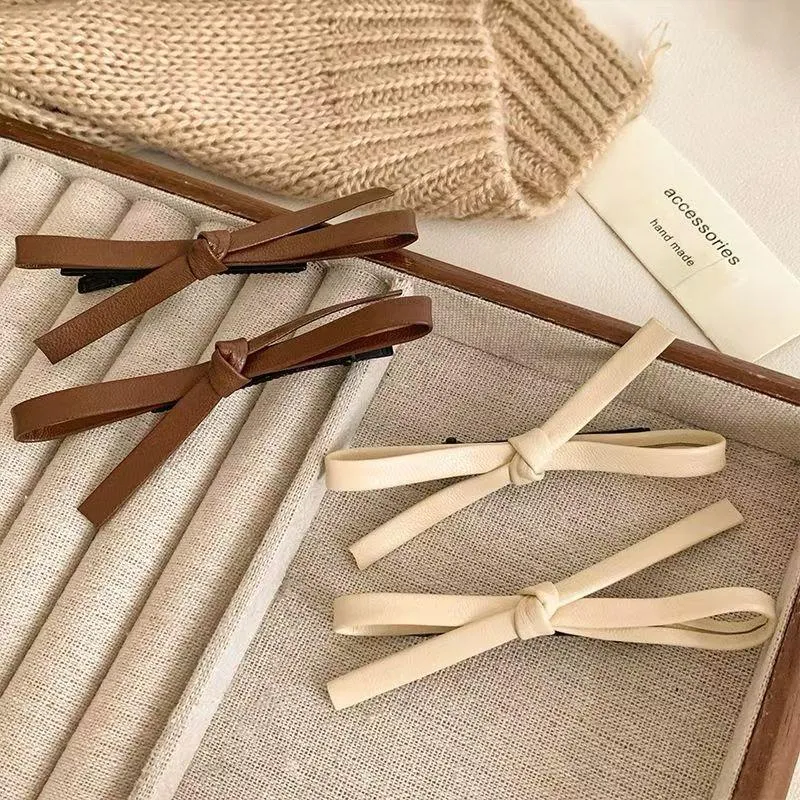 Leather Bow Hairpins (1pc)