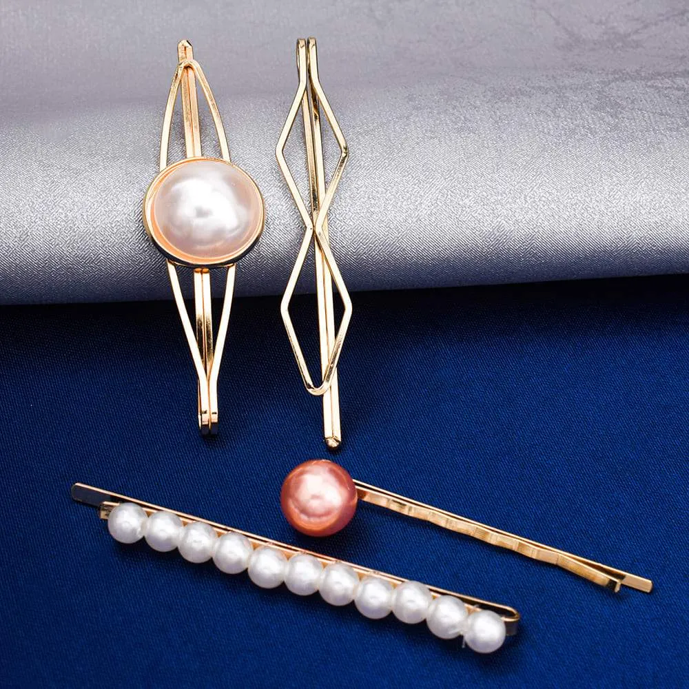 Lillie Pearl Golden 4 Hair Pin Set
