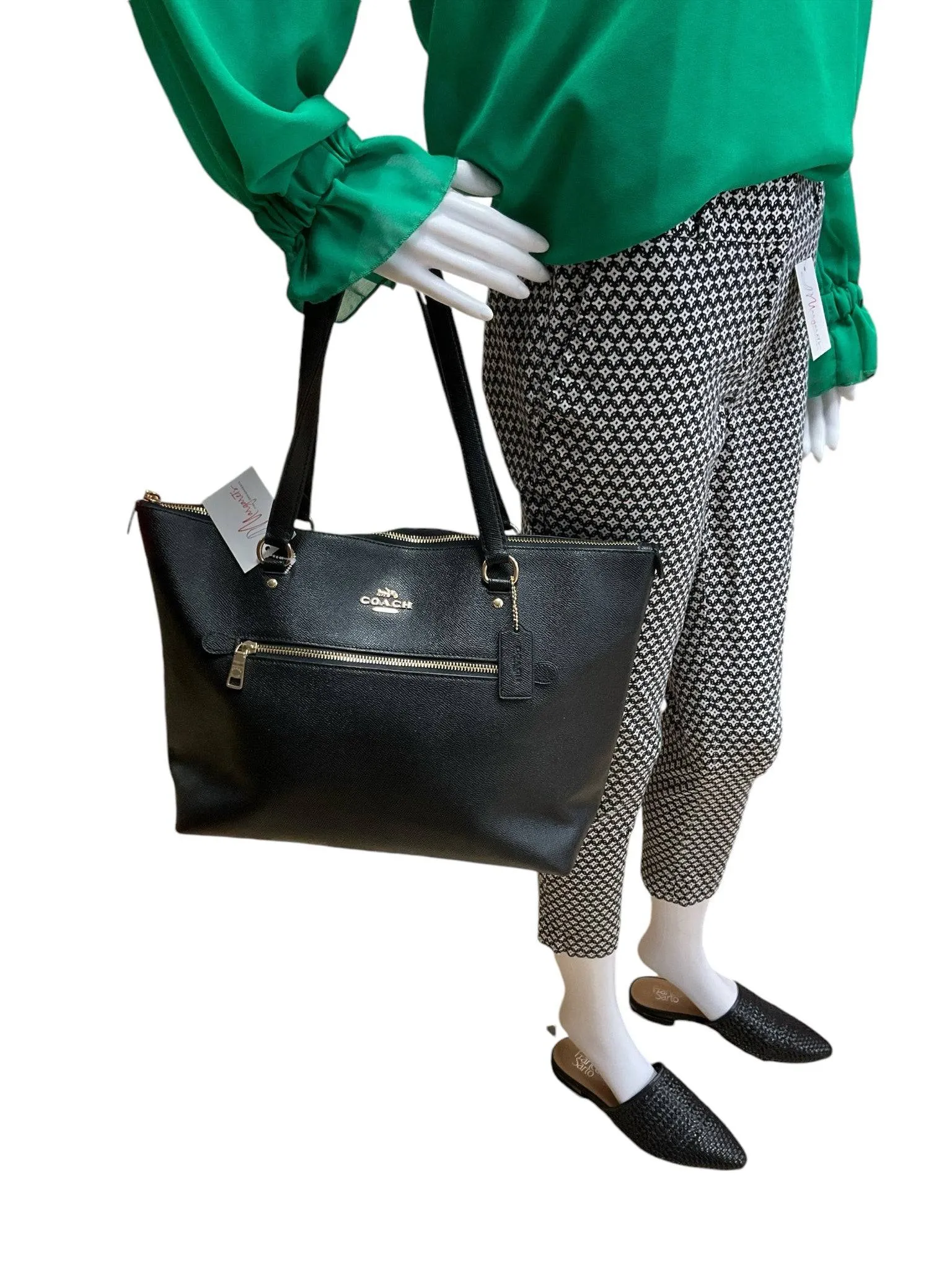 Loft Black/White Print Pants Size 2