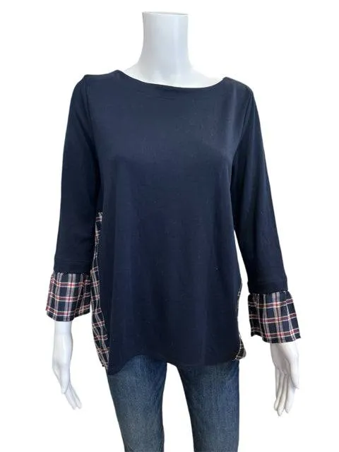 Loft Navy/Red Plaid Top Size Small