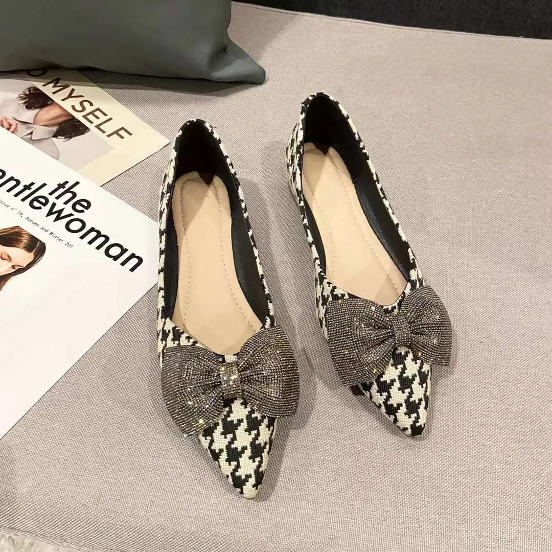 Logan Bling Ribbon Bow Pointed Flats
