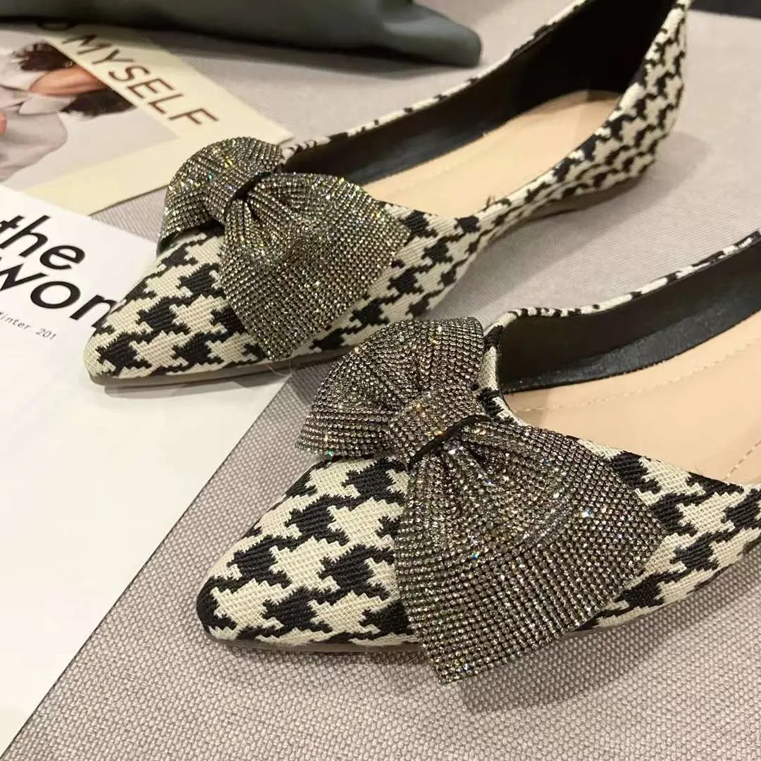 Logan Bling Ribbon Bow Pointed Flats