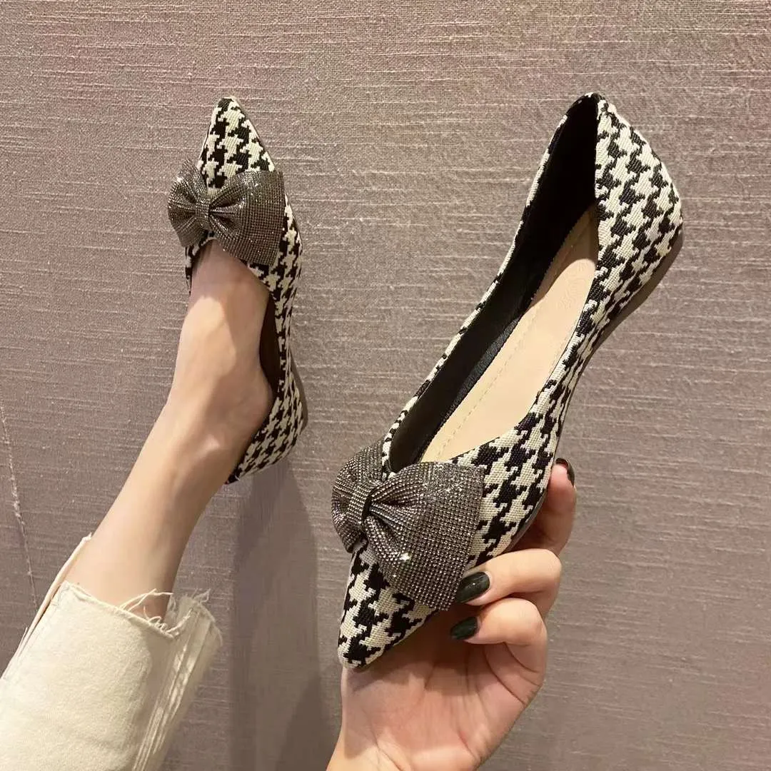 Logan Bling Ribbon Bow Pointed Flats