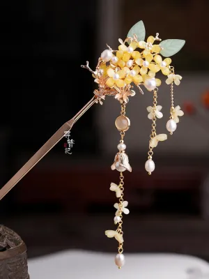 Long Tassels Hair Pins: Osmanthus Pearls