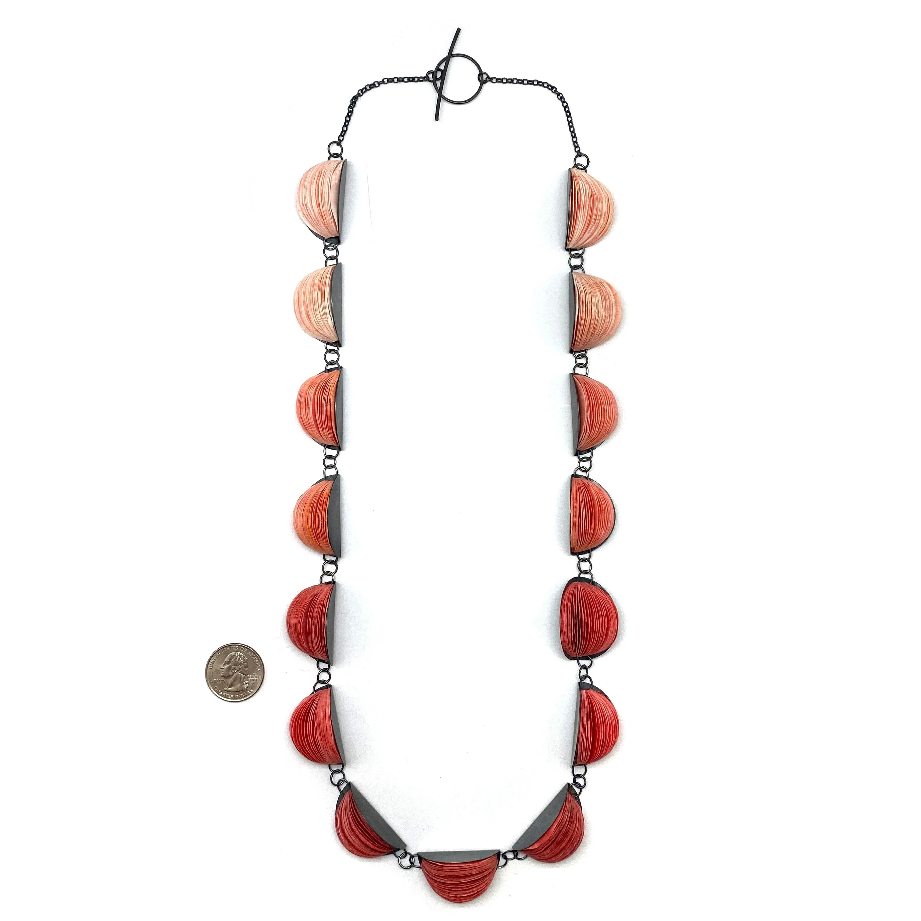 Longer Red Japanese Paper Necklace