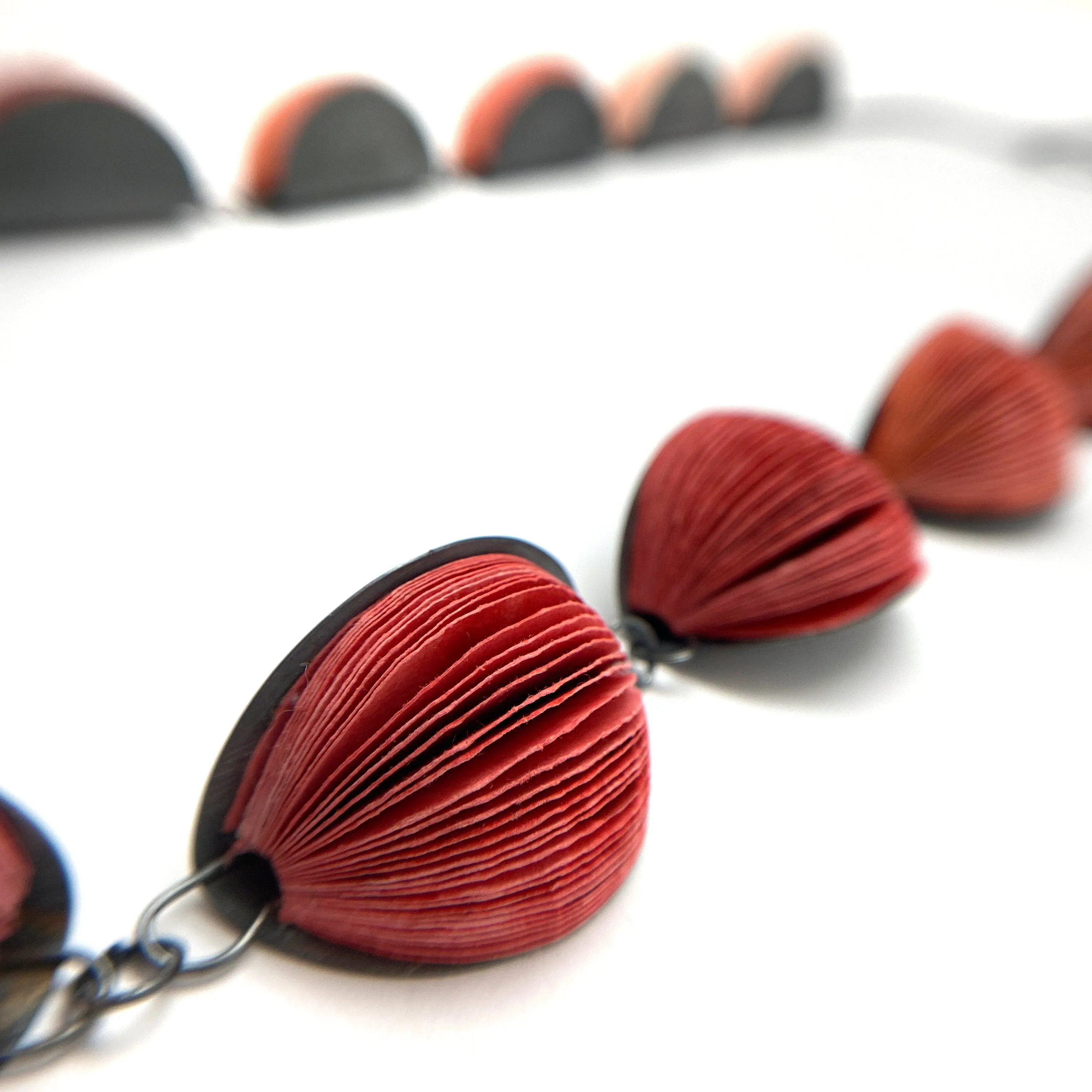 Longer Red Japanese Paper Necklace