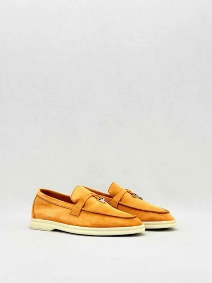 LORO PIANA Summer Charms Walk Saffron Tea Slip-ons 37