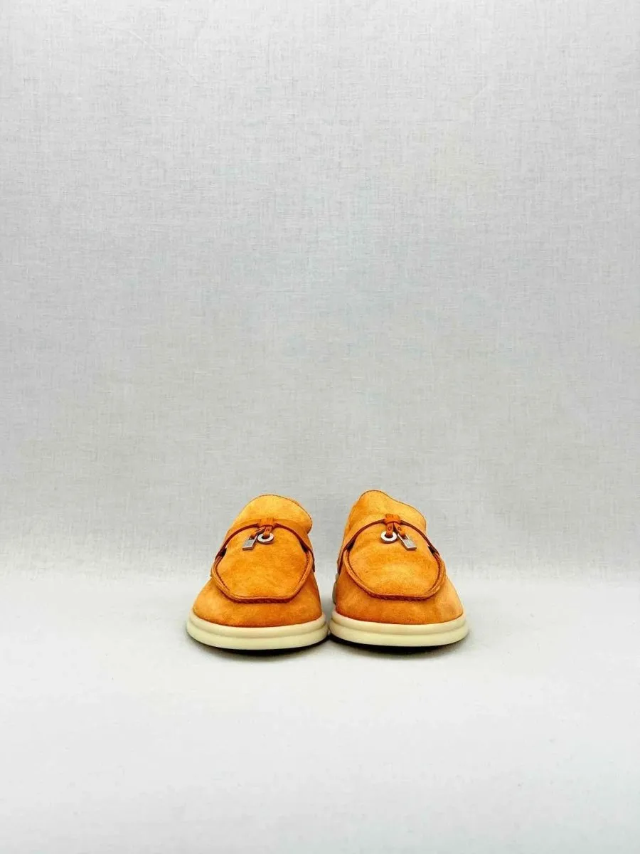 LORO PIANA Summer Charms Walk Saffron Tea Slip-ons 37