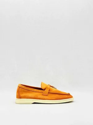LORO PIANA Summer Charms Walk Saffron Tea Slip-ons 37