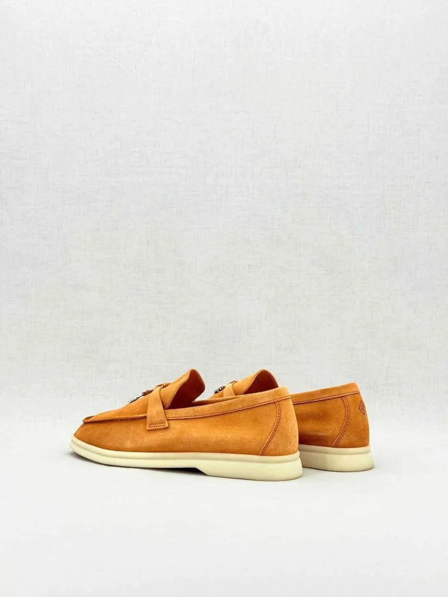 LORO PIANA Summer Charms Walk Saffron Tea Slip-ons 37