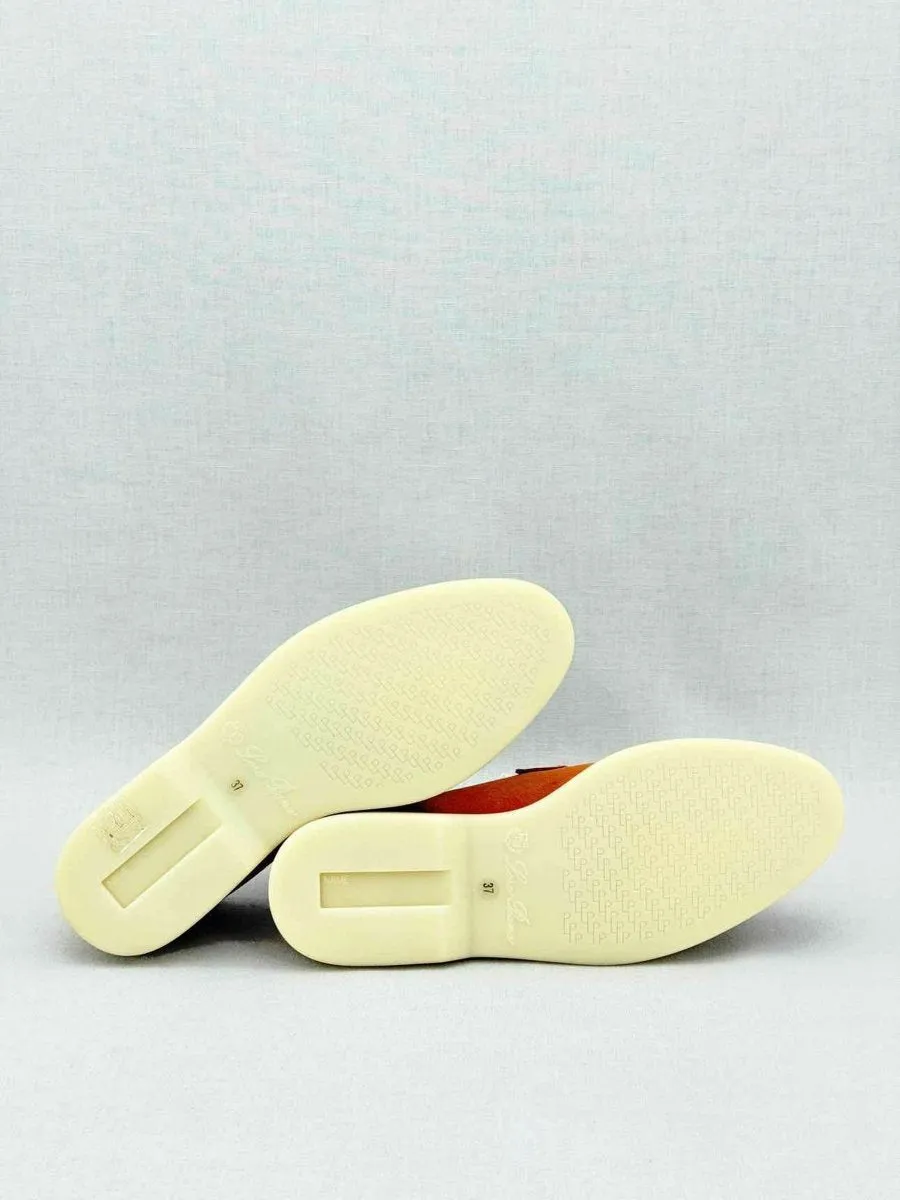 LORO PIANA Summer Charms Walk Saffron Tea Slip-ons 37