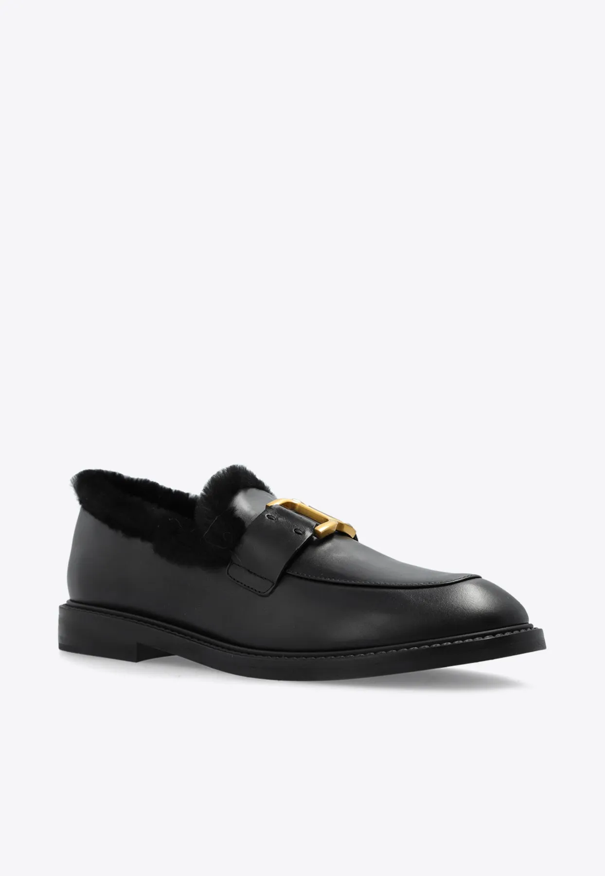 Marcie-Buckle Leather Loafers
