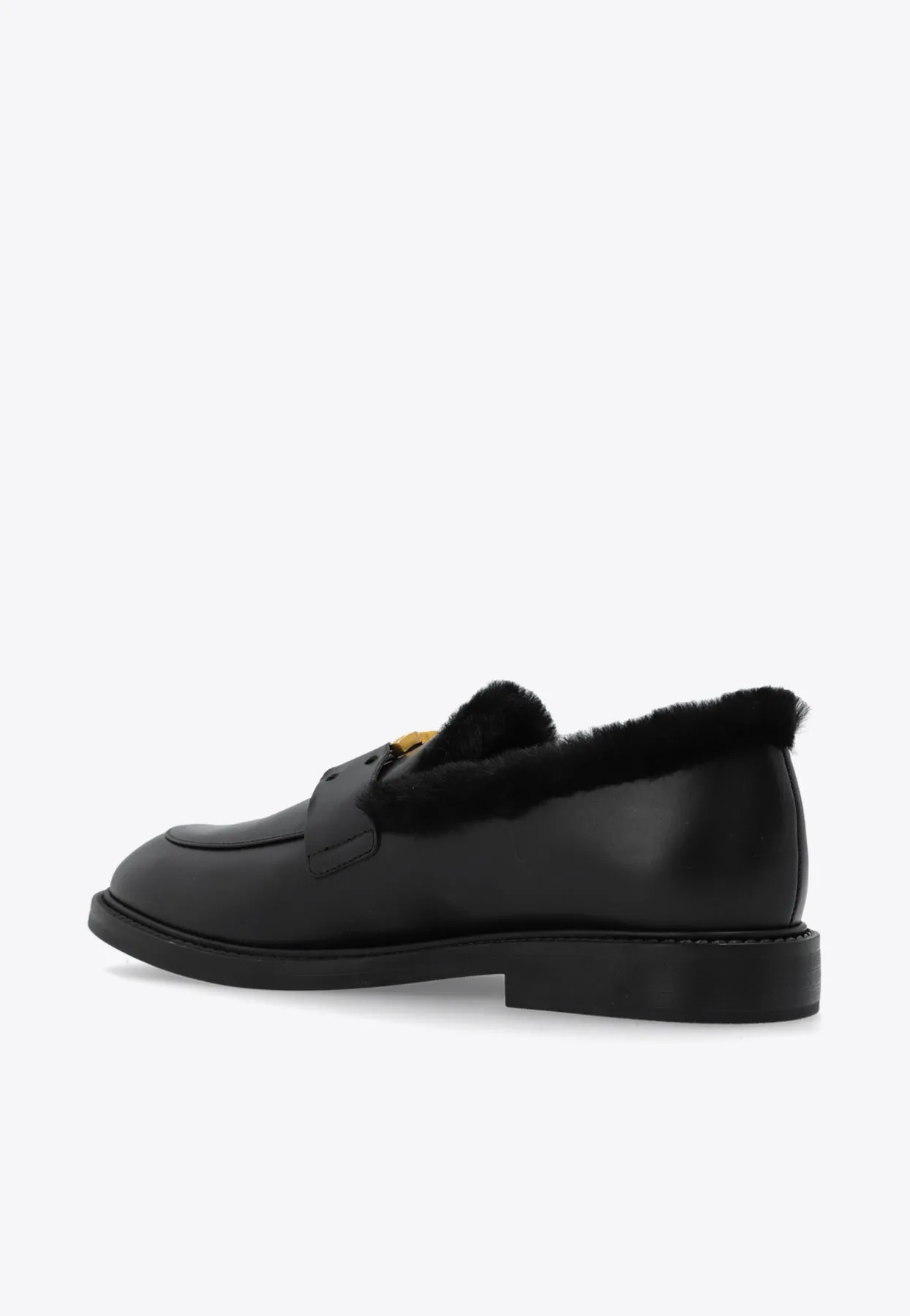 Marcie-Buckle Leather Loafers