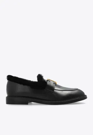 Marcie-Buckle Leather Loafers