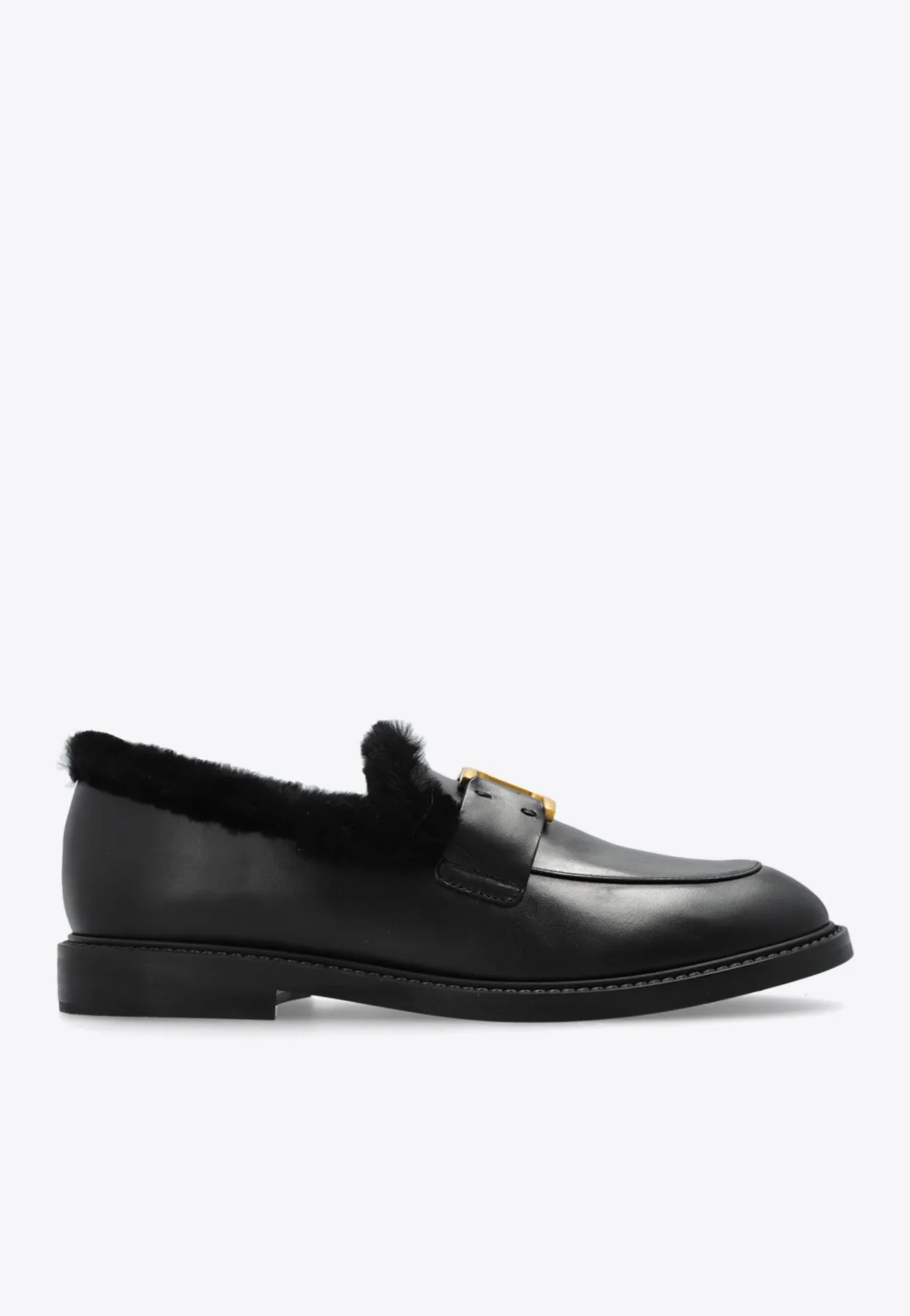 Marcie-Buckle Leather Loafers