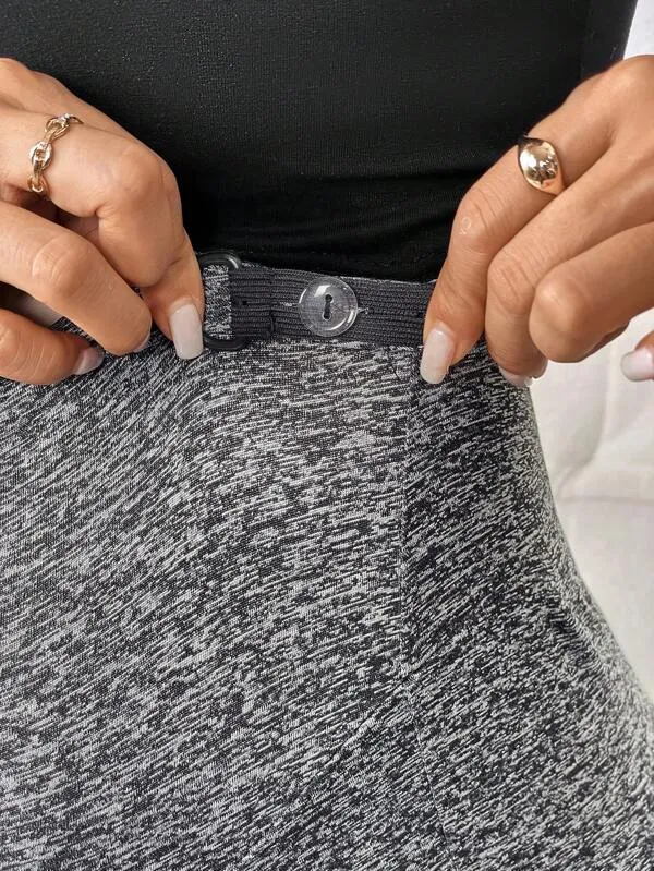 Maternity Marled Knit Knot Front Pocket Side Adjustable Elastic Waist Pants