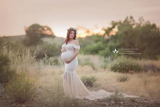 Maternity photography props Pregnancy Cloth Cotton Chiffon Maternity Off Shoulder Half Circle G