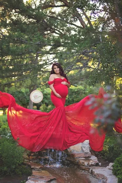 Maternity photography props Pregnancy Cloth Cotton Chiffon Maternity Off Shoulder Half Circle G