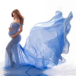 Maternity photography props Pregnancy Cloth Cotton Chiffon Maternity Off Shoulder Half Circle G