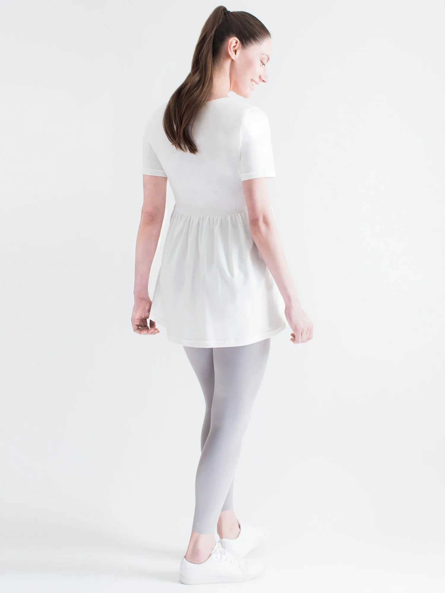 MATERNITY PLEATED SOFT STRETCH TOP, WHITE