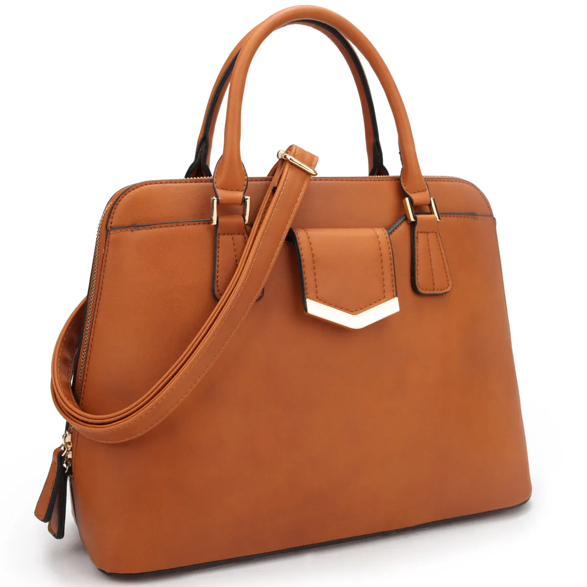 Medium Satchel with Decorative Front Gold Plated Hinge