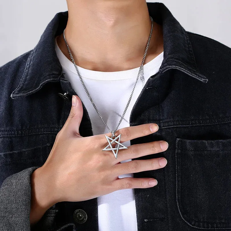 Men's Star of David Necklaces, Waterproof Stainless Steel Hexagon Pendant Collar