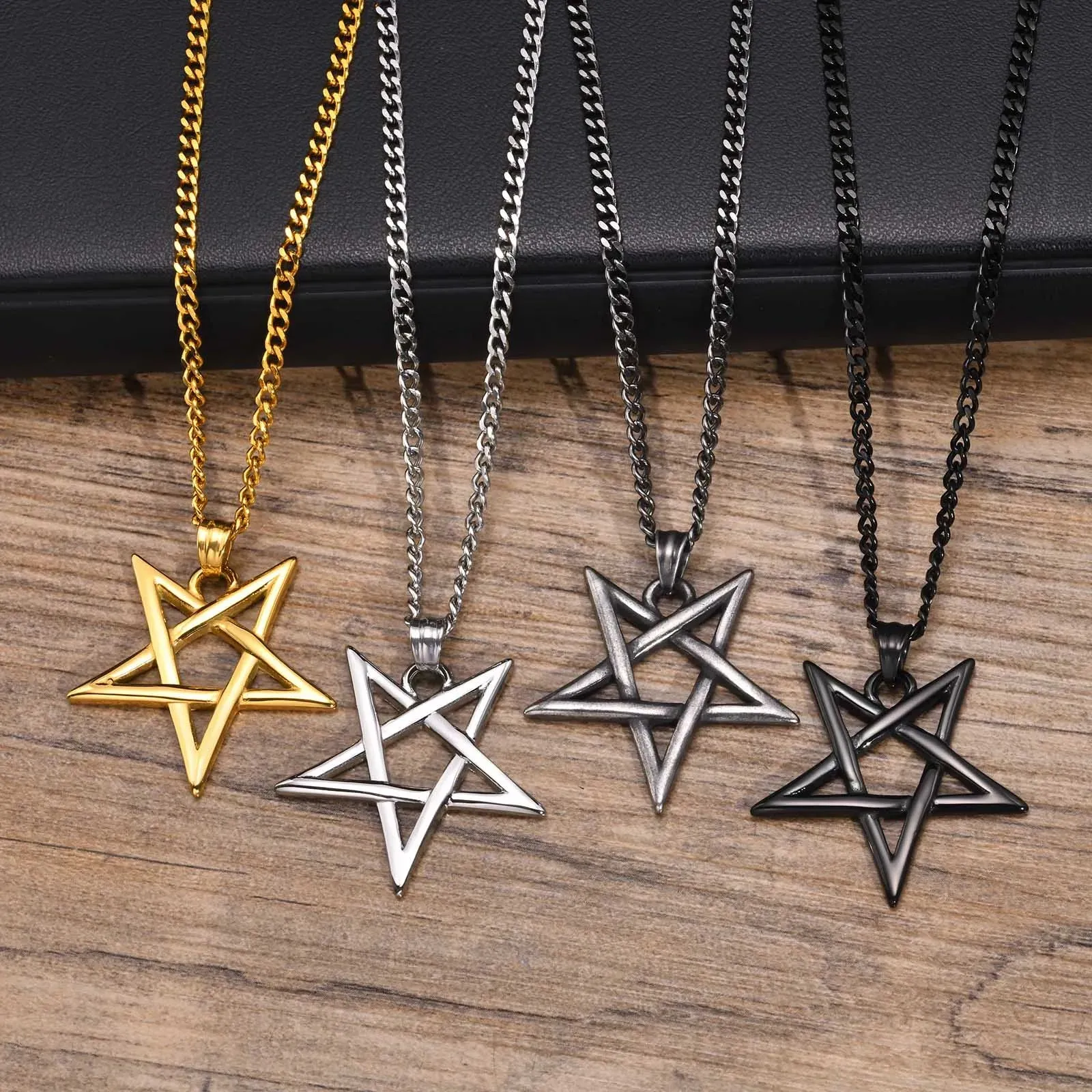 Men's Star of David Necklaces, Waterproof Stainless Steel Hexagon Pendant Collar