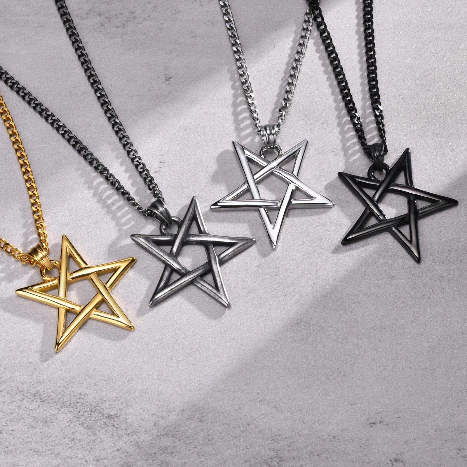 Men's Star of David Necklaces, Waterproof Stainless Steel Hexagon Pendant Collar