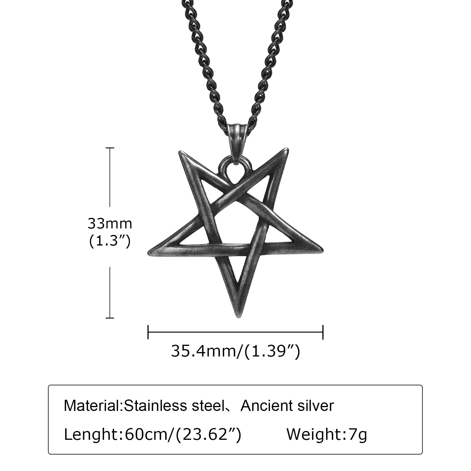 Men's Star of David Necklaces, Waterproof Stainless Steel Hexagon Pendant Collar