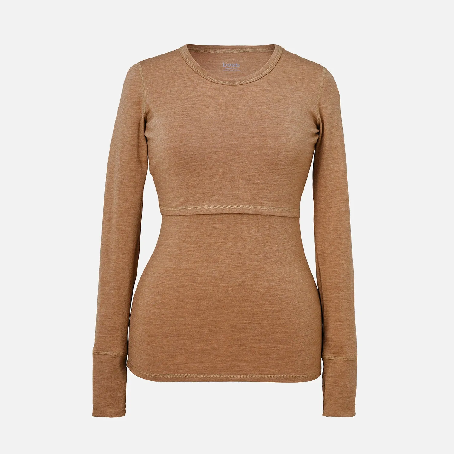Merino Wool Maternity Top - Brown Melange