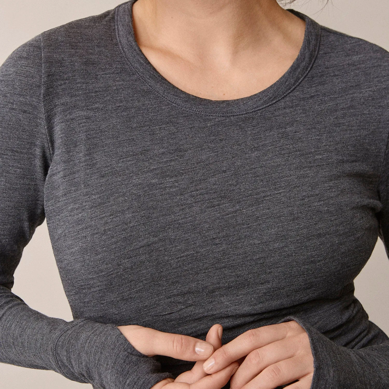 Merino Wool Maternity Top - Dark Grey Melange