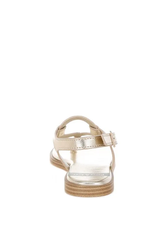 Metallic Genuine Leather Flats