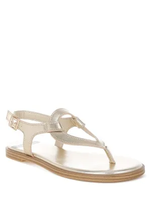 Metallic Genuine Leather Flats