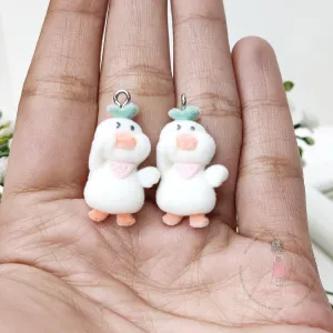 Miniature Velvet Cute Duck Charm With Loop