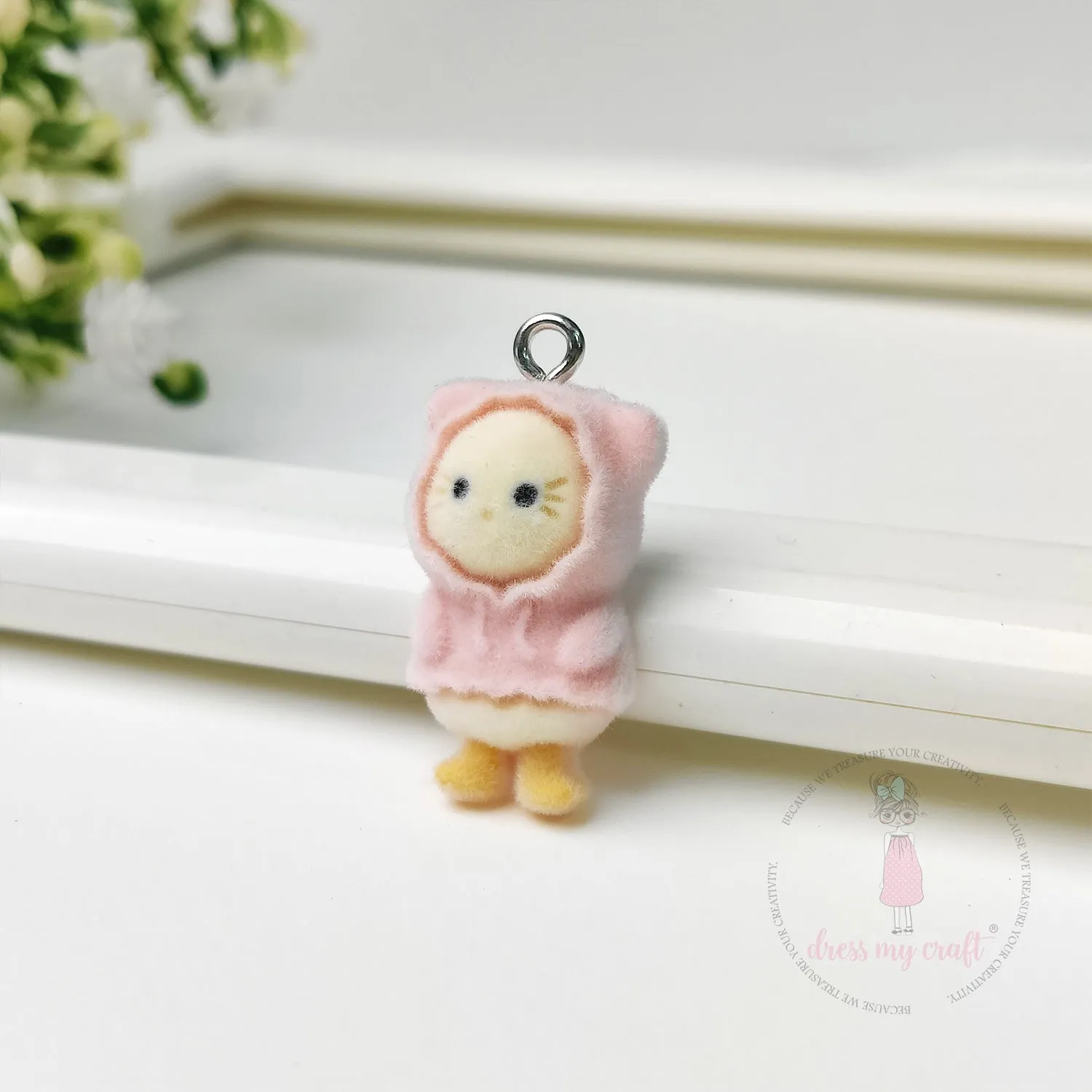 Miniature Velvet Cute Kitty Charm With Loop