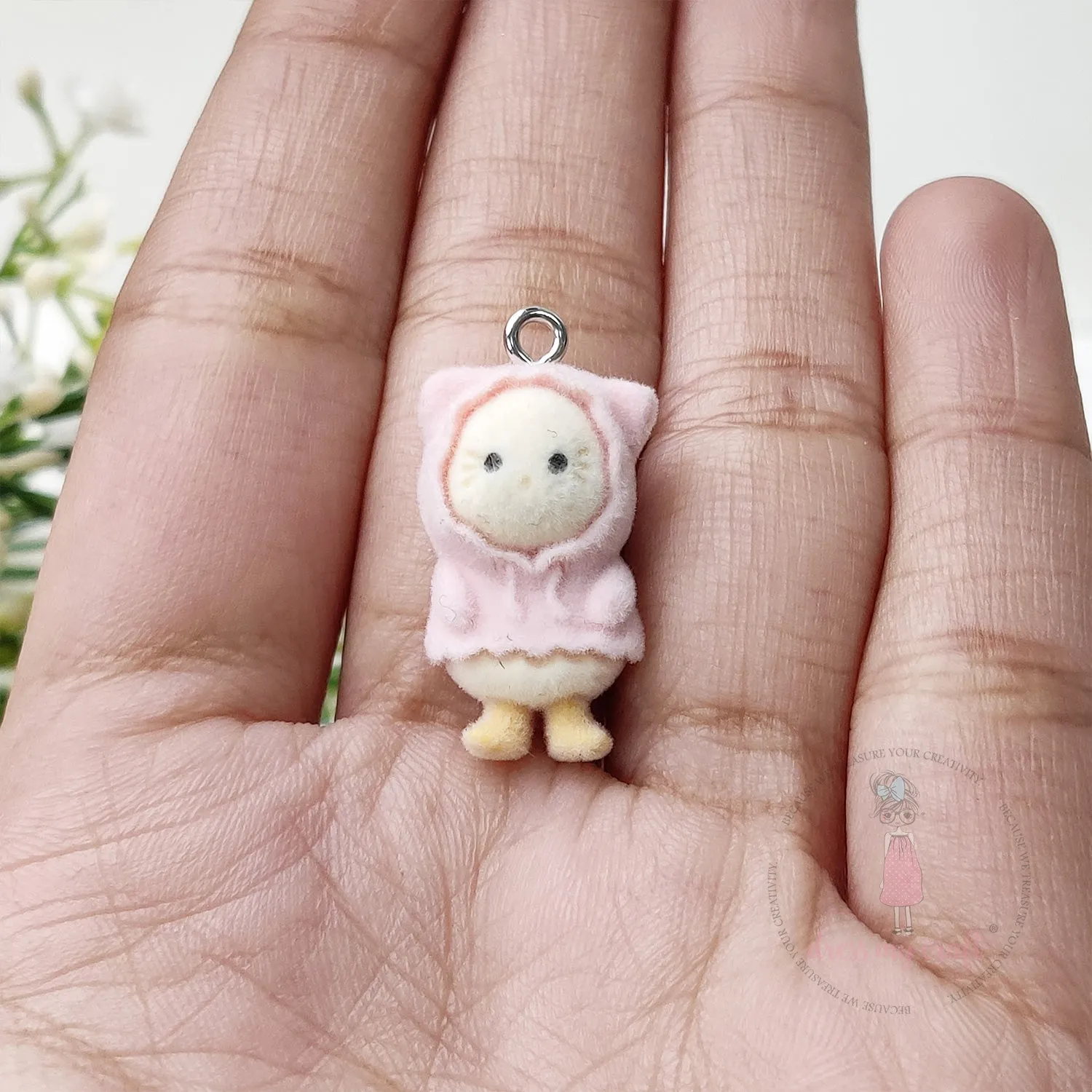 Miniature Velvet Cute Kitty Charm With Loop