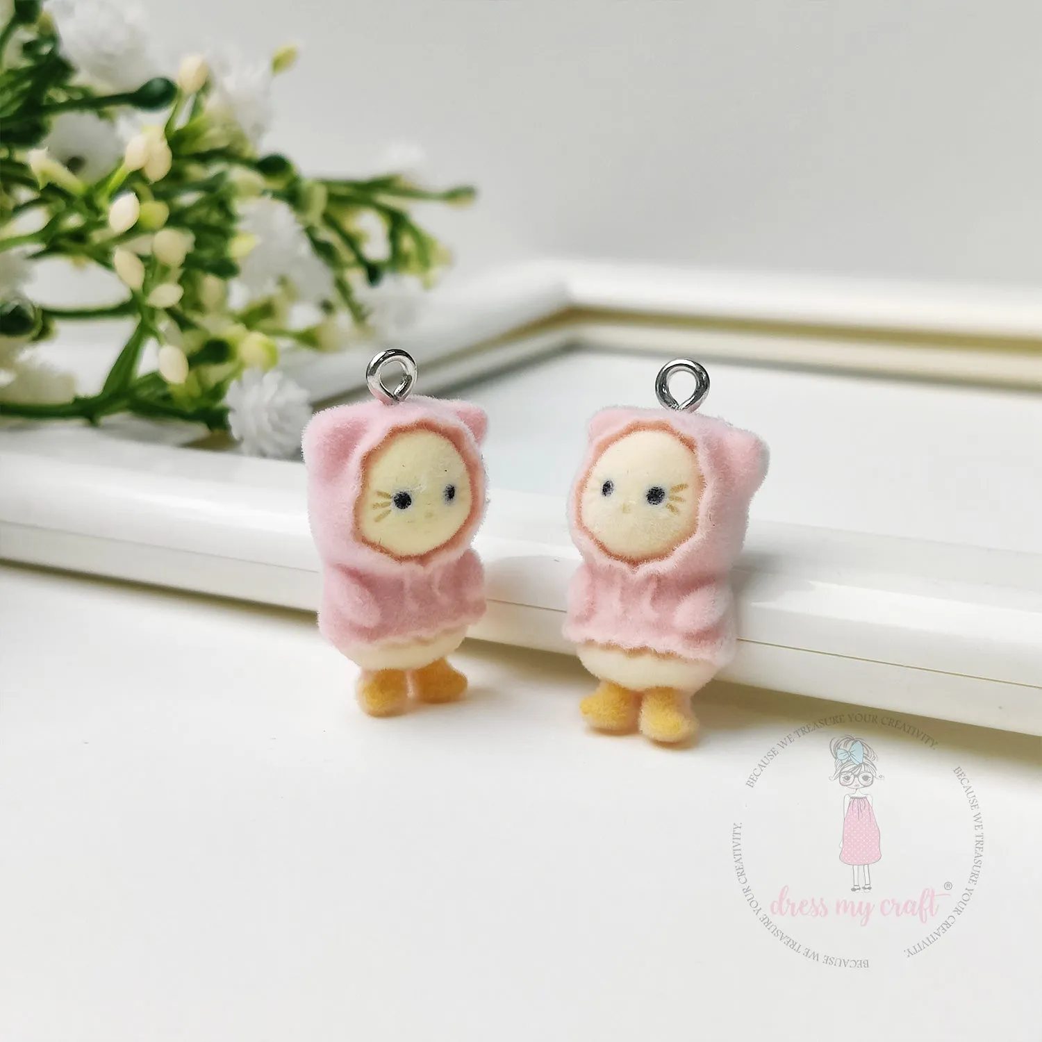 Miniature Velvet Cute Kitty Charm With Loop