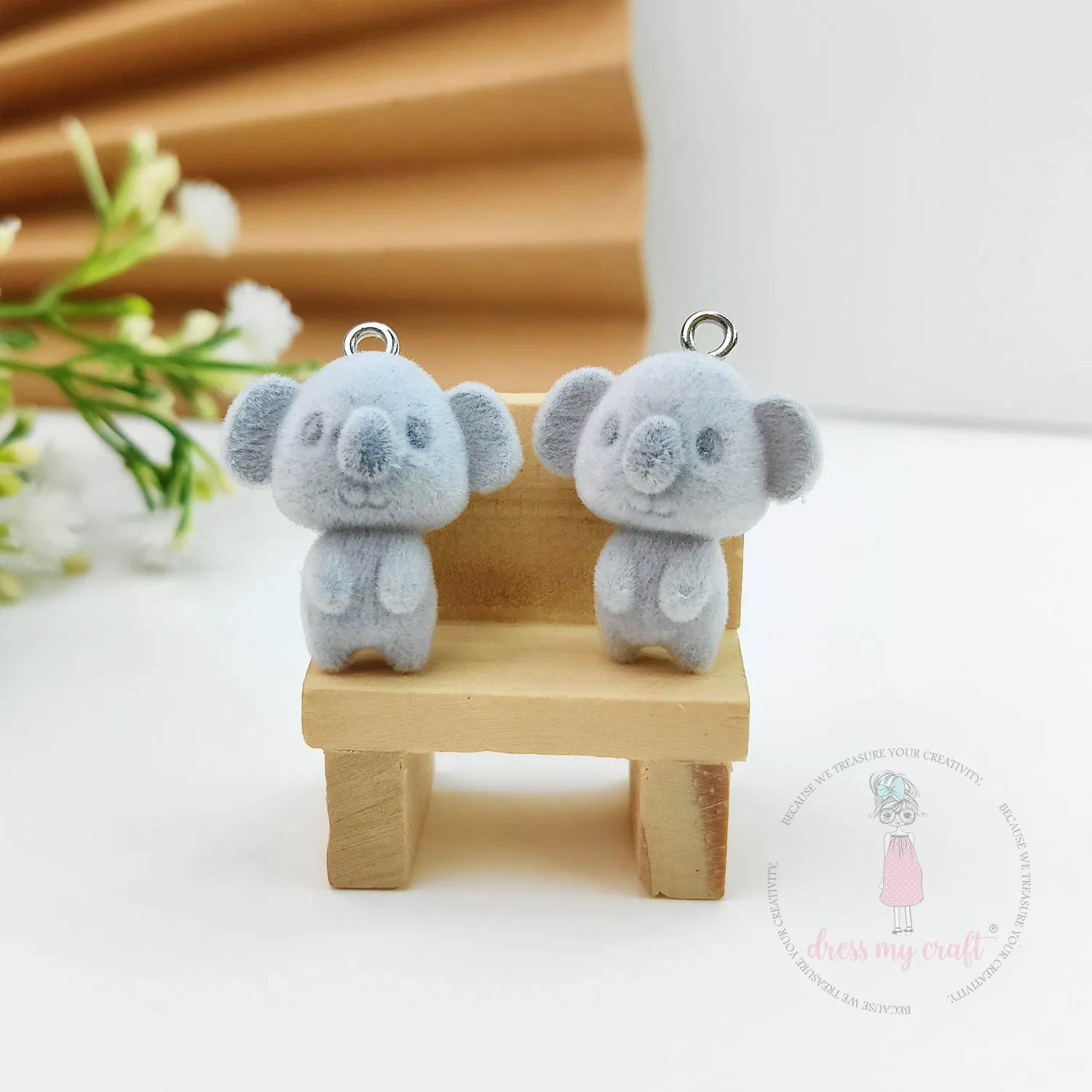 Miniature Velvet koala Bear Charm With Loop